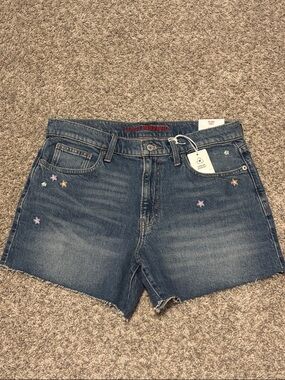 NWT Lucky Brand Denim Shorts with Pastel Flower Embroidery 30